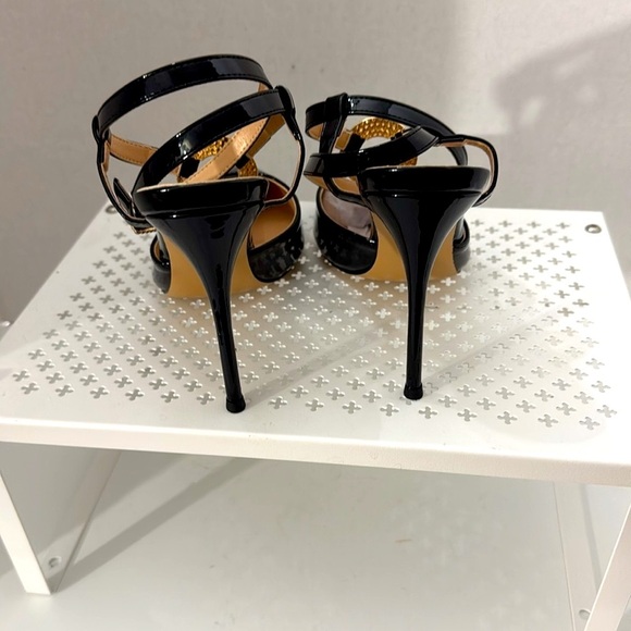 SEKAYISORE Women Black Point-Toe Ankle Strap Buckle Patent Leather 4 Inch Heels - Picture 3 of 6